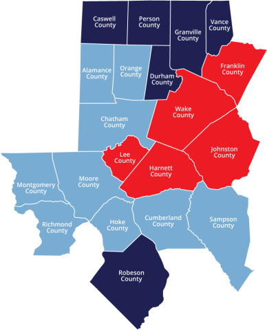 Map of the North Carolina Triangle Coalition